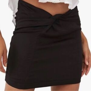 Free People Black Mini Pencil Skirt with Tie Front for Night Out